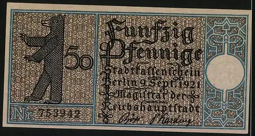 Notgeld Berlin 1921, 50 Pfennig, Das Hallesche Tor Kreuzberg im Jahr 1845