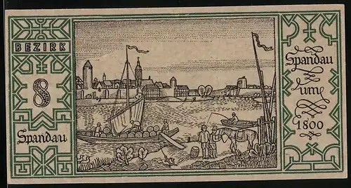 Notgeld Berlin 1921, 50 Pfennig, Hafen Spandau um 1800