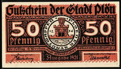 Notgeld Plön 1921, 50 Pfennig, Der Wendenkrieg in Plön, Tötung Krutos