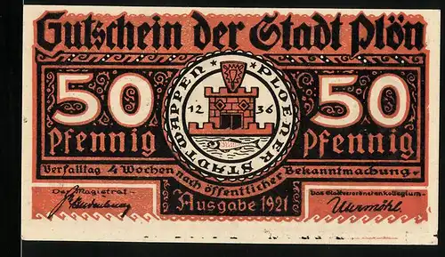 Notgeld Plön 1921, 50 Pfennig, Der Wendenkrieg in Plön, Die Holsten dringen in Plön ein