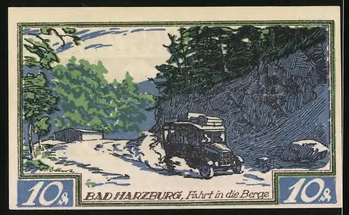 Notgeld Braunschweig 1921, 10 Pfennig, Bad Harzburg, Fahrt in die Berge