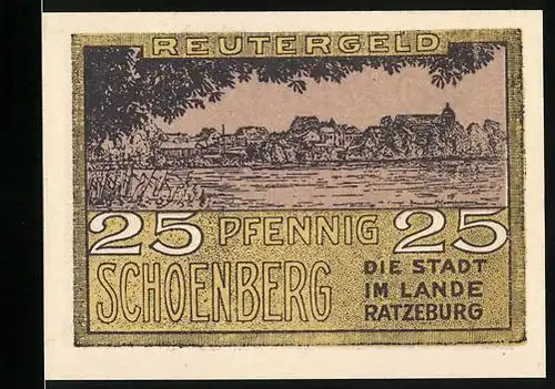 Notgeld Schönberg /Ratzeburg 1922, 25 Pfennig, Ortspanorama