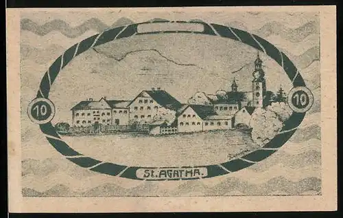 Notgeld St. Agatha 1920, 10 Heller, Ortspanorama