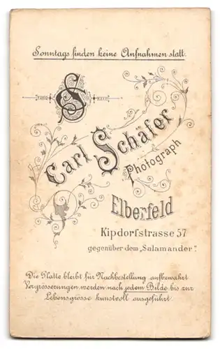 Fotografie Carl Schäfer, Elberfeld, Kipdorfstrasse 57, Bürgerlicher Herr mit gezwirbeltem Schnäuzer und Brille