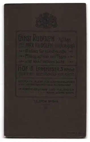 Fotografie Ernst Rudolph, Hof i. B., Lorenzstr. 3, Junger Mann mit Schnurrbart und fliehendem Kinn