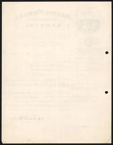 Rechnung Hamburg 1911, Martin Merkel, Fabrik technischer Artikel, Blick auf die Geschäftsgebäude