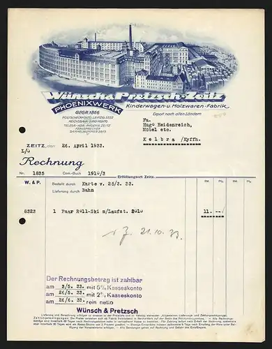 Rechnung Zeitz 1933, Wünsch & Pretzsch, Phoenixwerk, Kinderwagen- und Holzwaren-Fabrik, Das Fabrikgelände mit Einfahrt