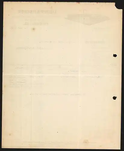 Rechnung Zwickau i. Sa. 1932, Lieder & Fischer, Weberei für Gardinen und Dekorationsstoffe, Modell des Werksgeländes