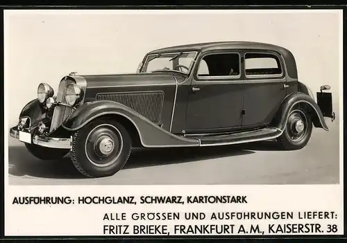 Fotografie Auto Röhr Typ F 13/75 (1933/34), Luxus-Limousine, Reklame Autohandlung Fritz Brieke Frankfurt / Main