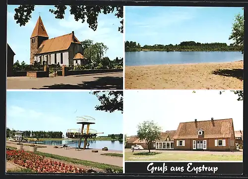 AK Eystrup, Freibad mit Sprungturm, Kirche
