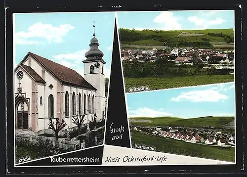 AK Tauberrettersheim /Ufr., Kirche, Dorfpartien