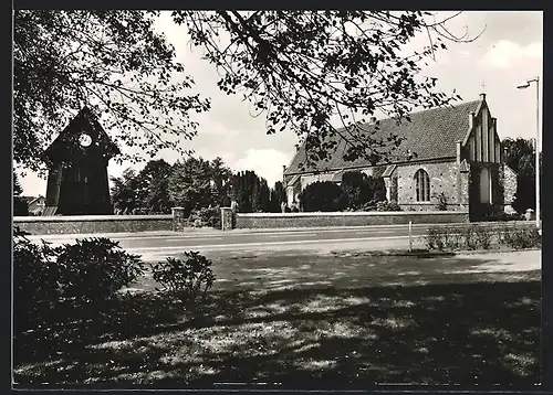 AK Edewecht, Strassenpartie mit Kirche