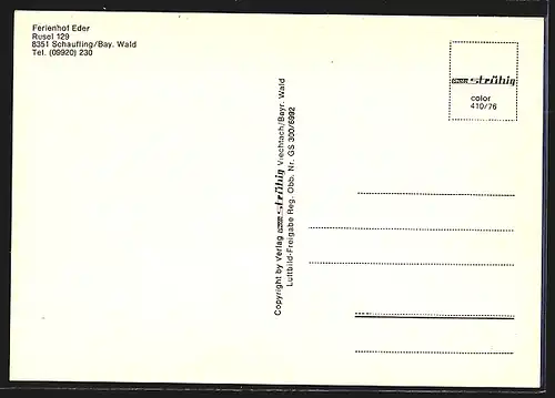 AK Schaufling /Bay. Wald, Ferienhof Eder, Rusel 129