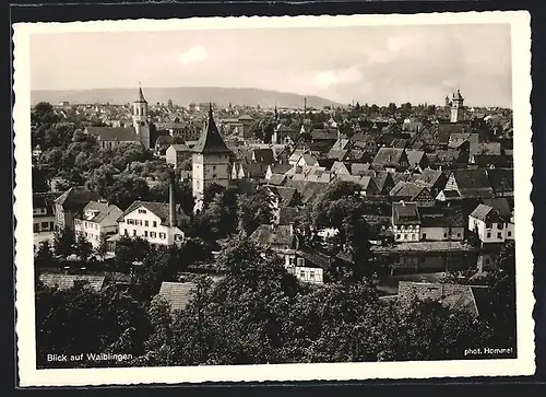 AK Waiblingen, Blick auf den Ort mit Fachwerkshäusern