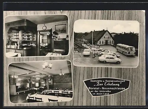 AK Borstel-Neuenschleuse über Jork, Gasthaus u. Restaurant Zur Erholung, Innenansichten
