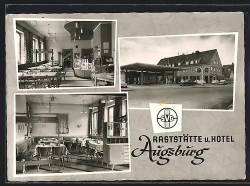 AK Augsburg, Raststätte u. Hotel, Innenansichten Gasträume