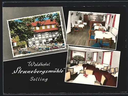 AK Northeim-Land-Solling, Waldhotel Stennebergsmühle, Innenansichten