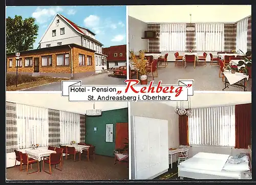 AK St. Andreasberg /Oberharz, Hotel-Pension Rehberg, Clausthaler Strasse 4, Innenansichten