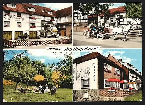 AK Oberbeisheim, Pension Am Lingelbach, Hof, Garten