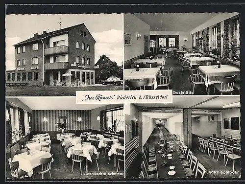 AK Düsseldorf-Büderich, Gasthaus im Römer, Grünstr. 145, Innenansichten