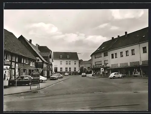 AK Delbrück i. W., Strassenpartie mit Volksbank und Post