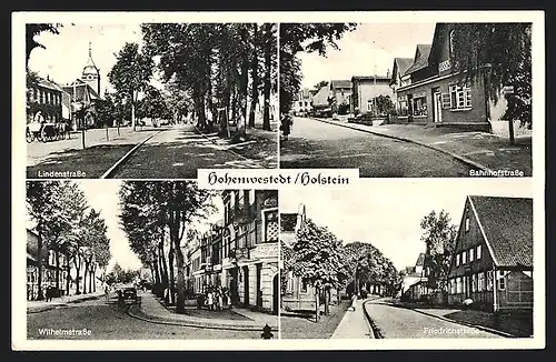 AK Hohenwestedt / Holstein, Lindenstrasse, Bahnhofstrasse, Wilhelmstrasse, Friedrichstrasse