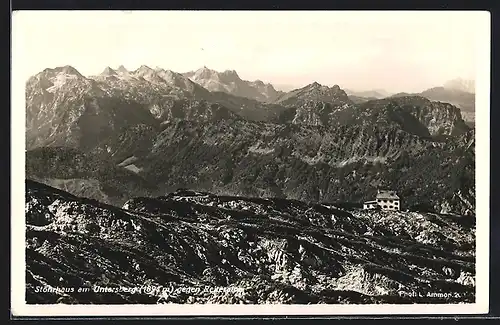 AK Stöhrhaus auf dem Untersberg, Berghütte mit Bergpanorama