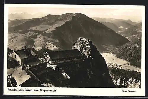 AK Wendelstein-Haus, Blick über die Berghüttenanlage mit Bayrischzell