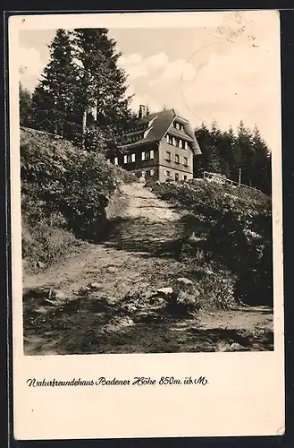 AK Naturfreundehaus Badener Höhe, Berghütte mit Zugangsweg