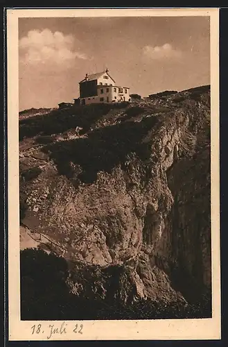 AK Störhaus, Blick auf die Berghütte am Untersberg