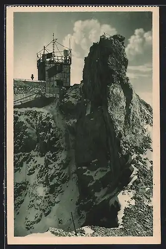 AK Knorr-Hütte an der Zugspitze, Westgipfel mit meteor. Turm