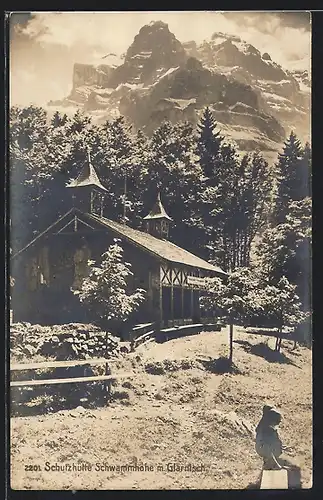 AK Schutzhütte Schwammhöhe, Berghütte mit Glärnisch