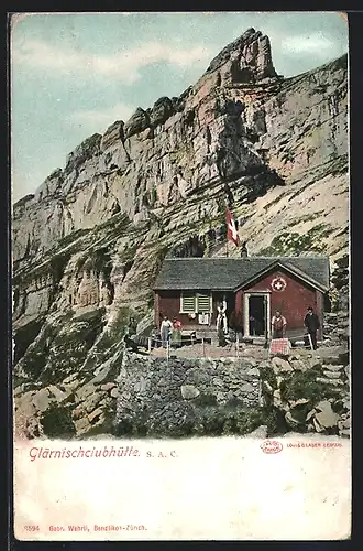 AK Glärnischclubhütte, Berghütte mit Panorama