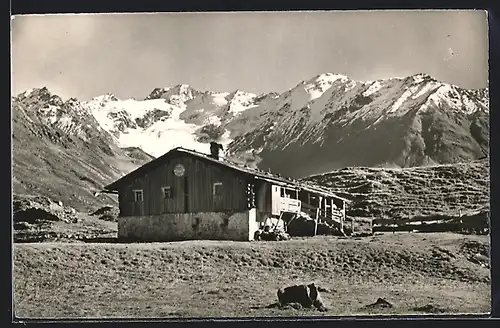 AK Schürlihütte, Berghütte mit Piz Grialetsch und Scalettahorn T. V. N. Ortsgruppe Davos