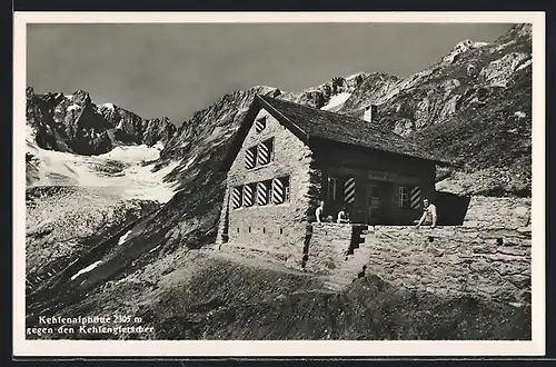 AK Kehlenalphütte, Berghütte gegen den Kehlengletscher