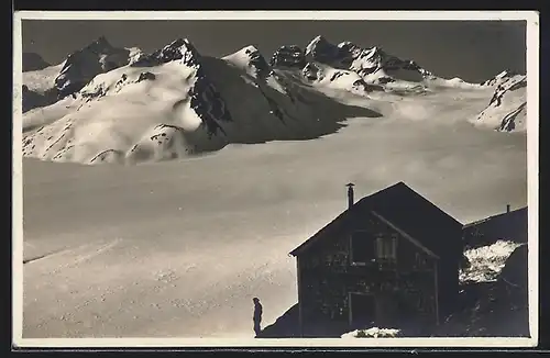 AK Concordiahütte, Berghütte gegen Jungfrau