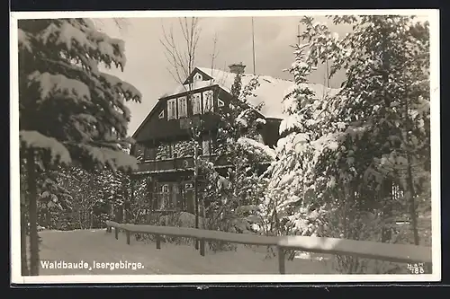 AK Waldbaude im Isergebirge, Ansicht im Winter