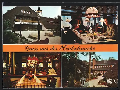 AK Asendorf /Lüneburger Heide, Hotel-Pension-Restaurant Zur Heidschnucke, Innen- und Aussenansichten