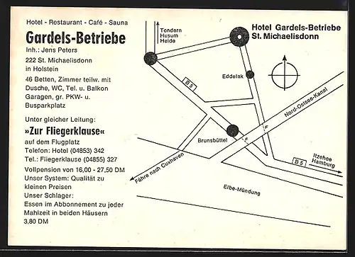 AK St. Michaelisdonn /Holst., Hotel-Restaurant-Café Gardels-Betriebe und Zur Fliegerklause, kleine Flugzeuge