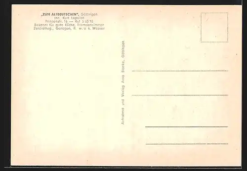 AK Göttingen, Gasthaus Zum Altdeutschen