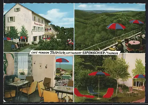 AK Espenschied /Taunus, Café-Pension Talblick mit Terrasse und Garten