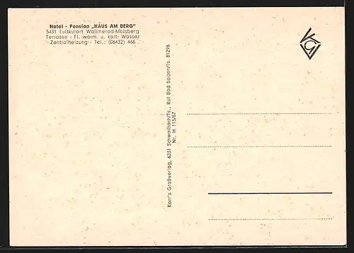 AK Wallmerod-Molsberg, Hotel-Pension Haus am Berg auf blühendem Hügel