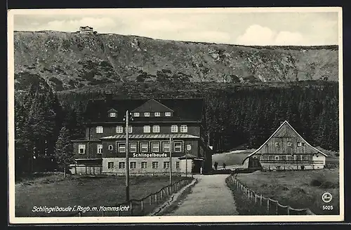 AK Schlingelbaude, Ansicht mit Blick zur Prinz-Heinrich-Baude