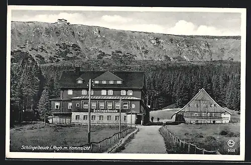 AK Schlingelbaude, Ansicht mit Blick zur Prinz-Heinrich-Baude