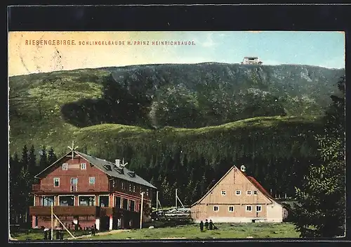AK Schlingelbaude mit Prinz Heinrichbaude im Riesengebirge