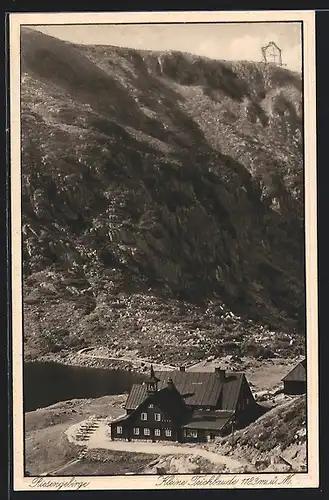 AK Teichmannbaude, Blick auf die Baude im Riesengebirge