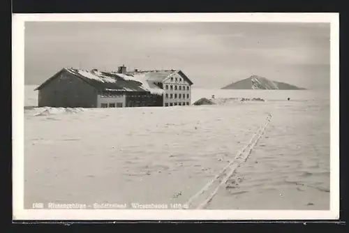 AK Wiesenbaude im Sudetenland, Winter-Idyll