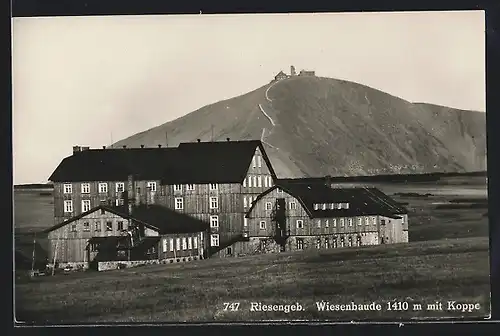 AK Wiesenbaude, Ansicht mit Koppe im Riesengebirge