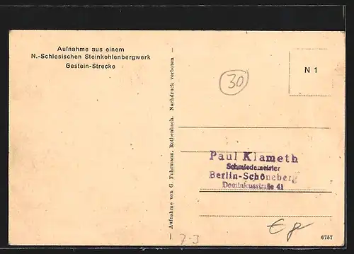 AK Gesteinstrecke im schlesischen Steinkohlenbergwerk