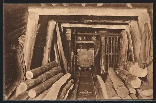 AK Anschlagspunkt in einem Stapelschacht im schlesischen Steinkohlenbergwerk